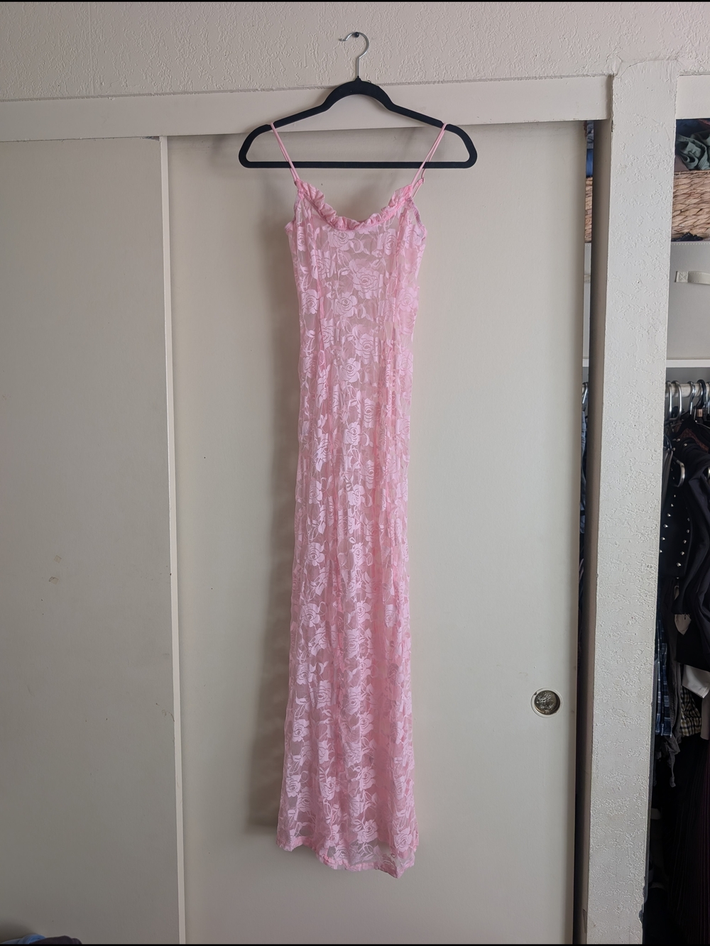 Delicate Pink Lace Slip Dress